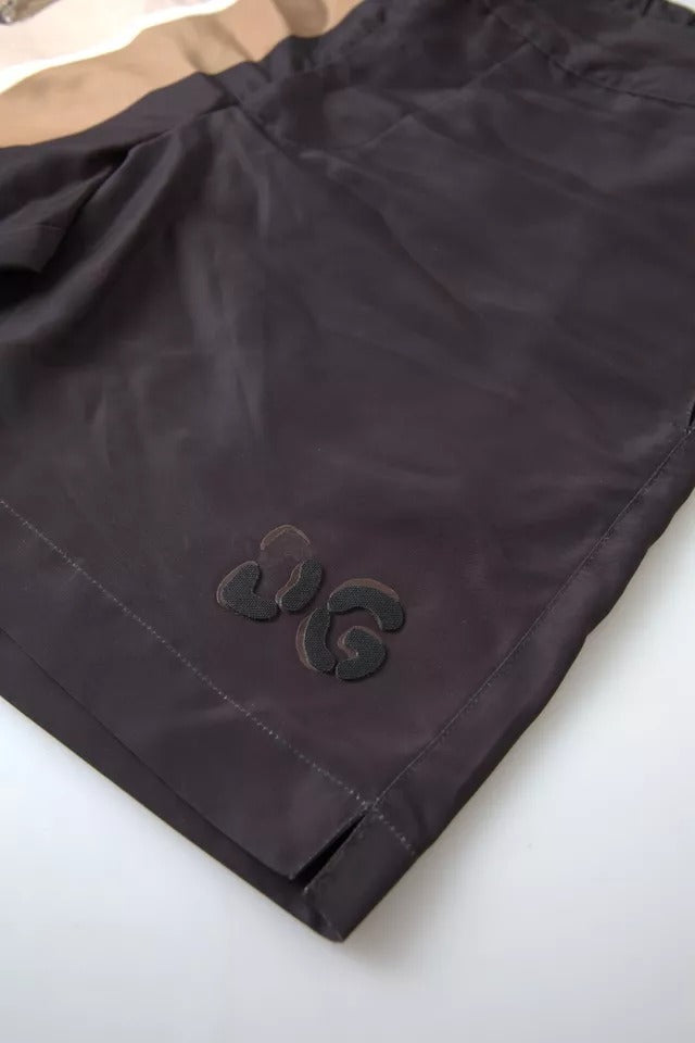 Maillot de bain short léopard marron foncé Dolce &amp; Gabbana
