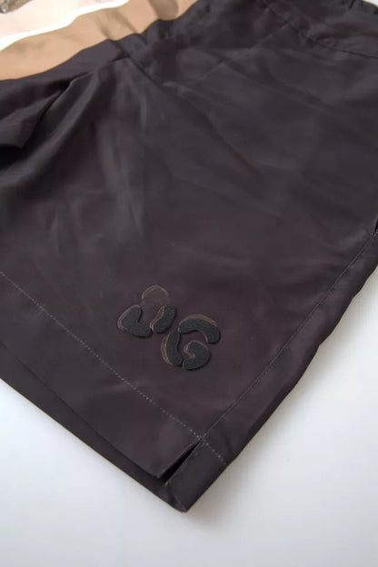 Maillot de bain short léopard marron foncé Dolce &amp; Gabbana