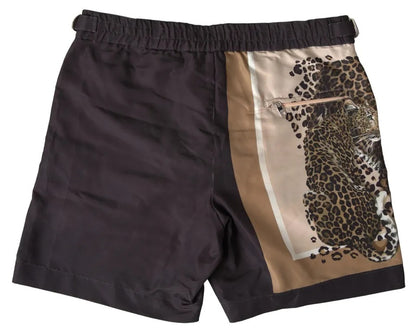 Maillot de bain short léopard marron foncé Dolce &amp; Gabbana
