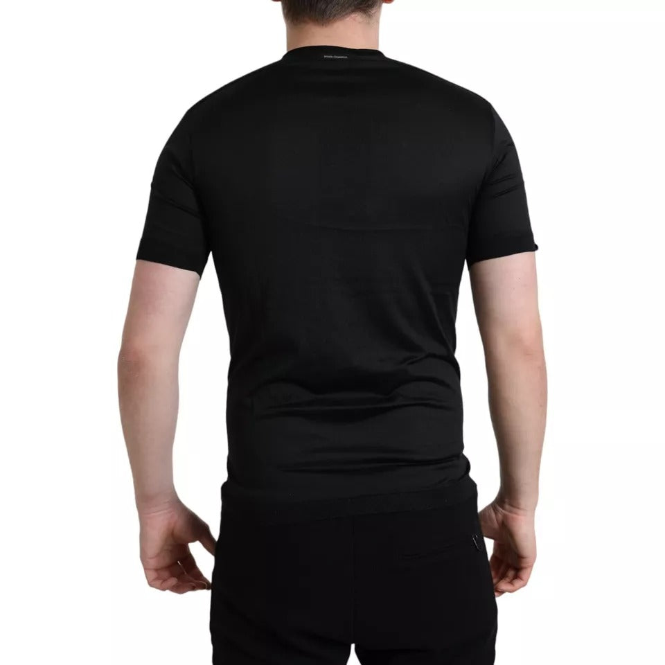Dolce & Gabbana Black Buttoned Roundneck Short Sleeve T-shirt by Dolce & Gabbana