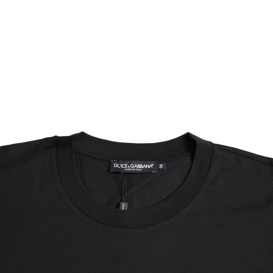 Dolce & Gabbana Black Logo Patch Cotton Crew Neck T-shirt by Dolce & Gabbana