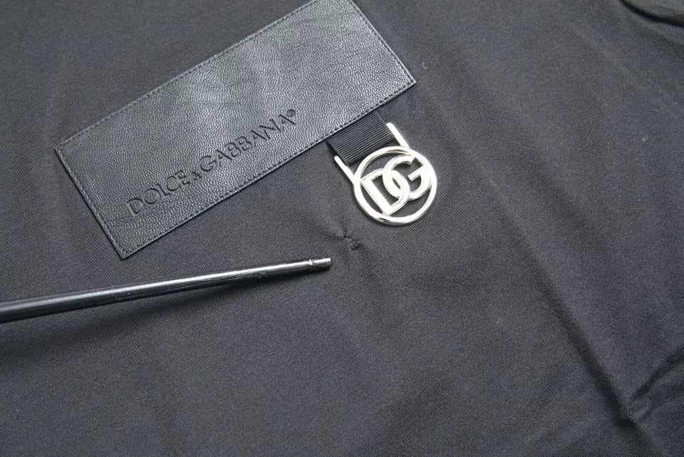 Dolce & Gabbana Black Logo Patch Cotton Crew Neck T-shirt by Dolce & Gabbana