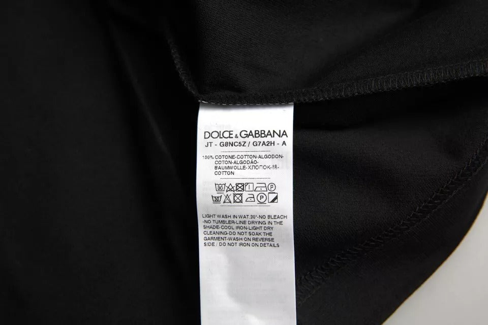 Dolce & Gabbana Black Logo Patch Cotton Crew Neck T-shirt by Dolce & Gabbana