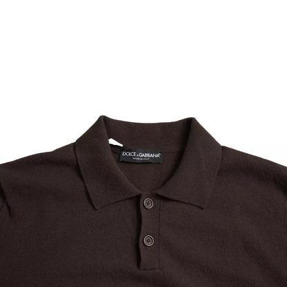 Dolce & Gabbana Brown Logo Collared Short Sleeve Men T-shirt by Dolce & Gabbana