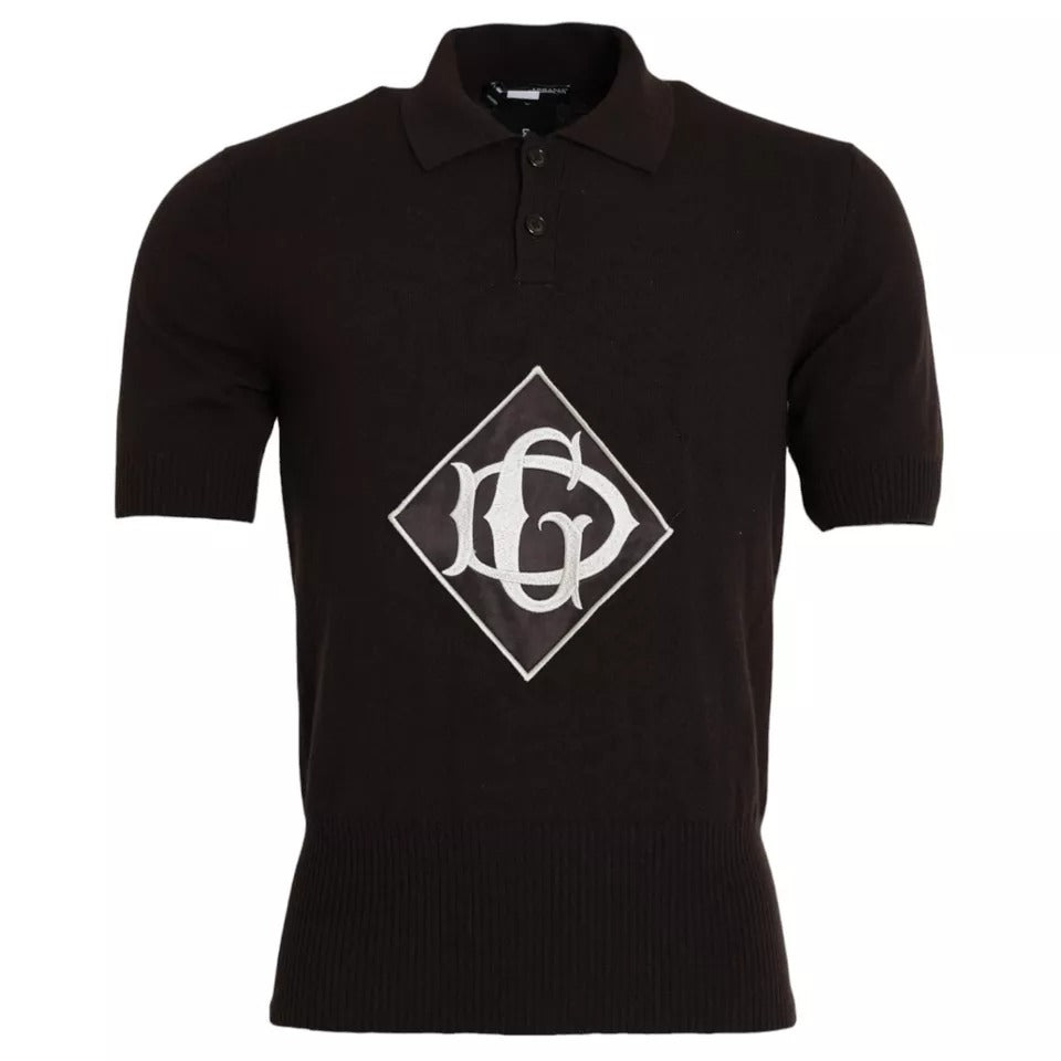 Dolce & Gabbana Brown Logo Collared Short Sleeve Men T-shirt by Dolce & Gabbana