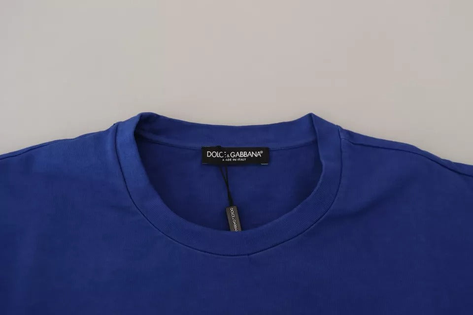 Dolce & Gabbana Blue Logo Print Crewneck Cotton T-shirt by Dolce & Gabbana