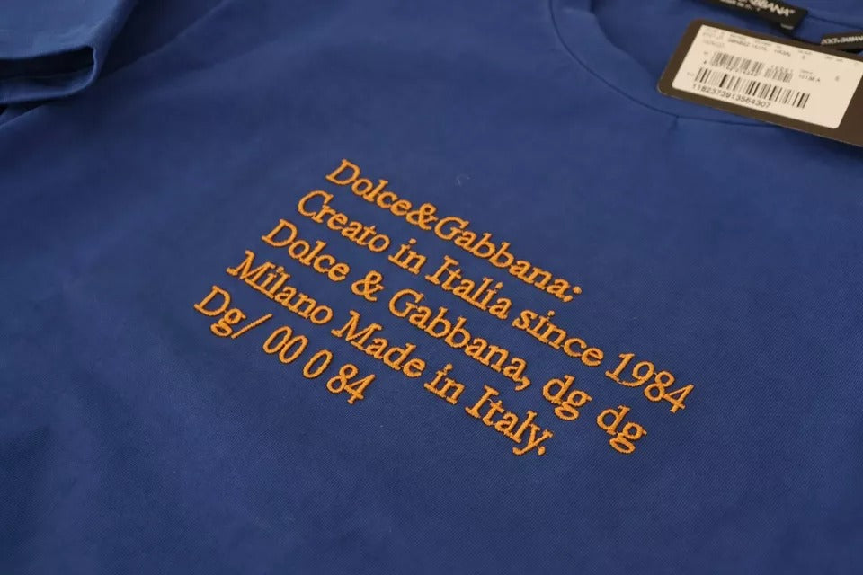 Dolce & Gabbana Blue Logo Print Crewneck Cotton T-shirt by Dolce & Gabbana