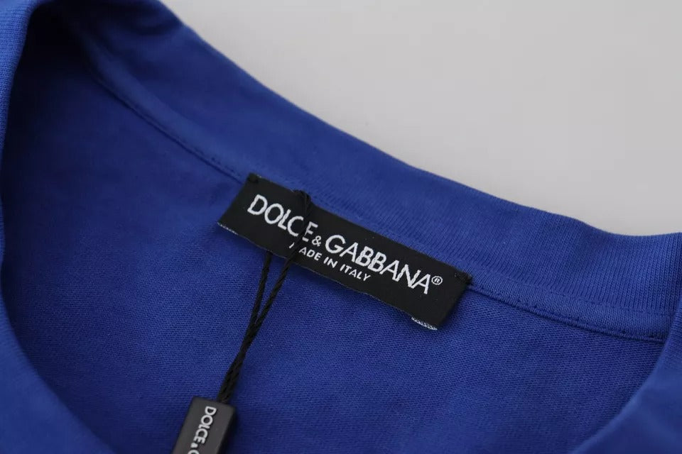 Dolce & Gabbana Blue Logo Print Crewneck Cotton T-shirt by Dolce & Gabbana