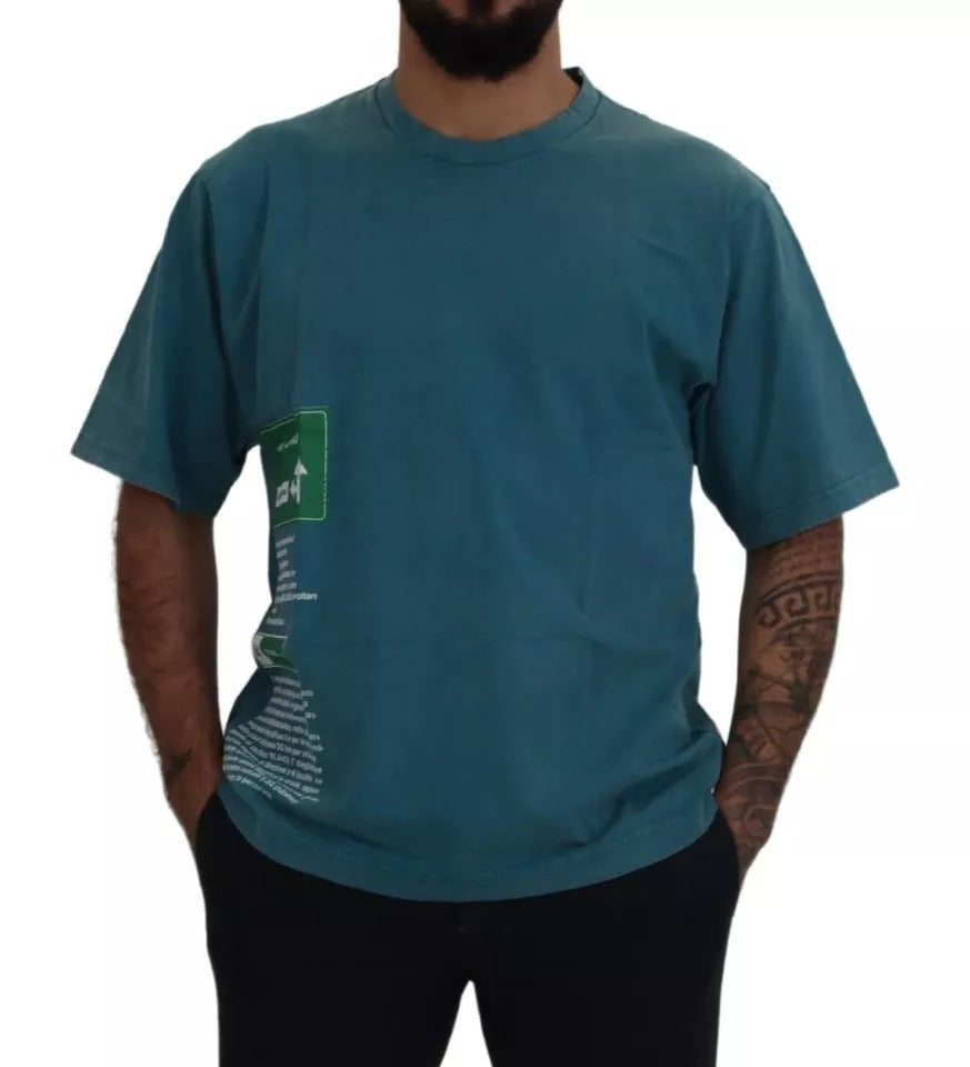 Dolce & Gabbana Blue Logo Print Crewneck Tee Cotton T-shirt by Dolce & Gabbana