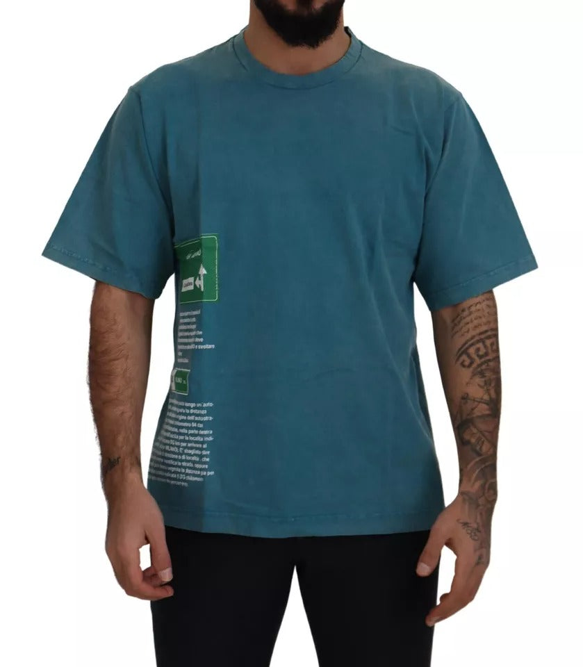 Dolce & Gabbana Blue Logo Print Crewneck Tee Cotton T-shirt by Dolce & Gabbana