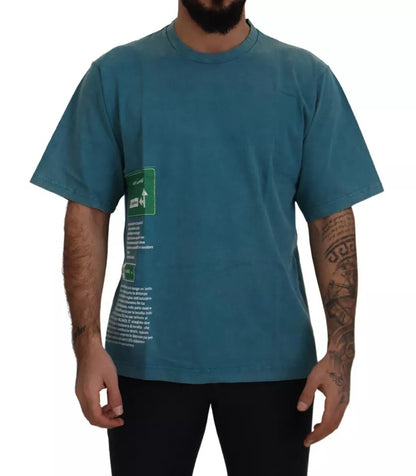 Dolce & Gabbana Blue Logo Print Crewneck Tee Cotton T-shirt by Dolce & Gabbana