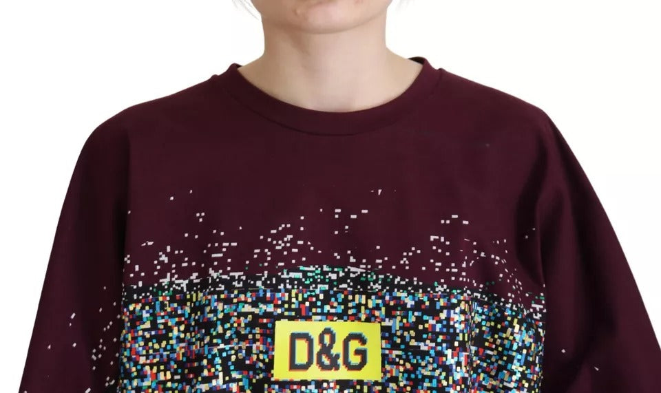 Dolce & Gabbana Bordeaux D&G Print Round Neck Cotton T-shirt by Dolce & Gabbana