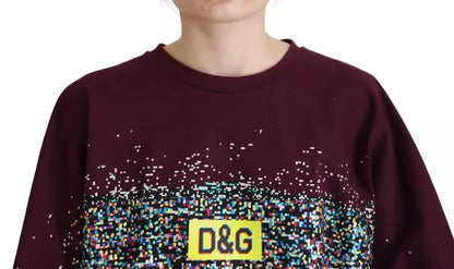 Dolce & Gabbana Bordeaux D&G Print Round Neck Cotton T-shirt by Dolce & Gabbana