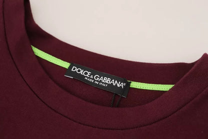 Dolce & Gabbana Bordeaux D&G Print Round Neck Cotton T-shirt by Dolce & Gabbana