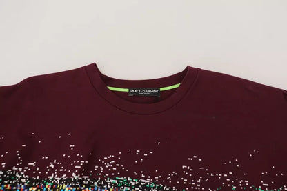 Dolce & Gabbana Bordeaux D&G Print Round Neck Cotton T-shirt by Dolce & Gabbana