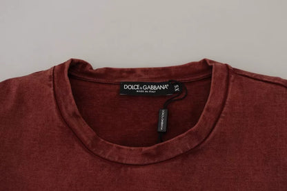Dolce & Gabbana Maroon Printed Crewneck Tee Cotton T-shirt by Dolce & Gabbana
