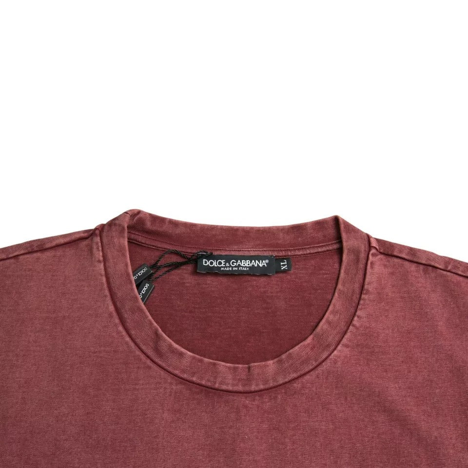 Dolce & Gabbana Maroon Print Round Neck Short Sleeves T-shirt by Dolce & Gabbana