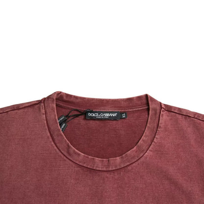 Dolce & Gabbana Maroon Print Round Neck Short Sleeves T-shirt by Dolce & Gabbana