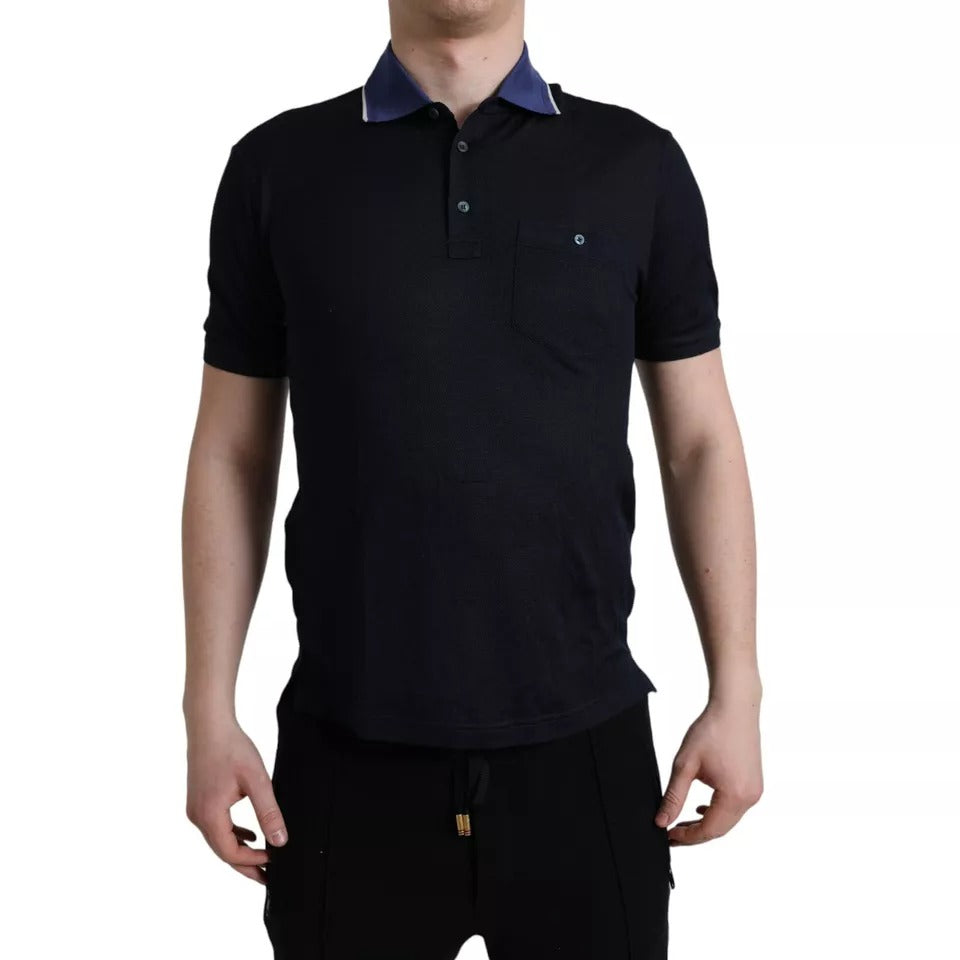 Dolce & Gabbana Navy Blue Collared Short Sleeve Polo T-shirt by Dolce & Gabbana
