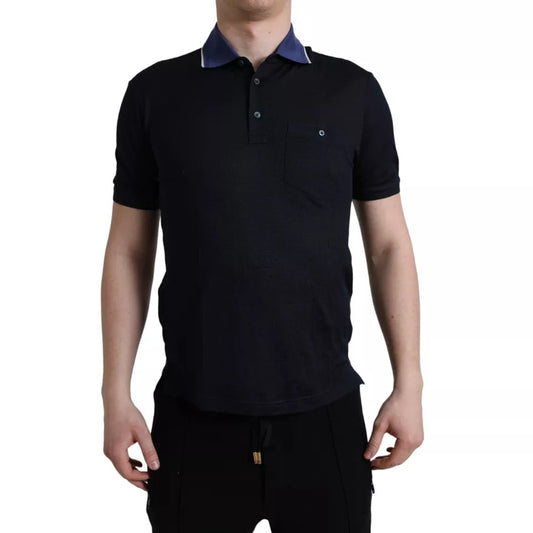 Dolce & Gabbana Navy Blue Collared Short Sleeve Polo T-shirt by Dolce & Gabbana