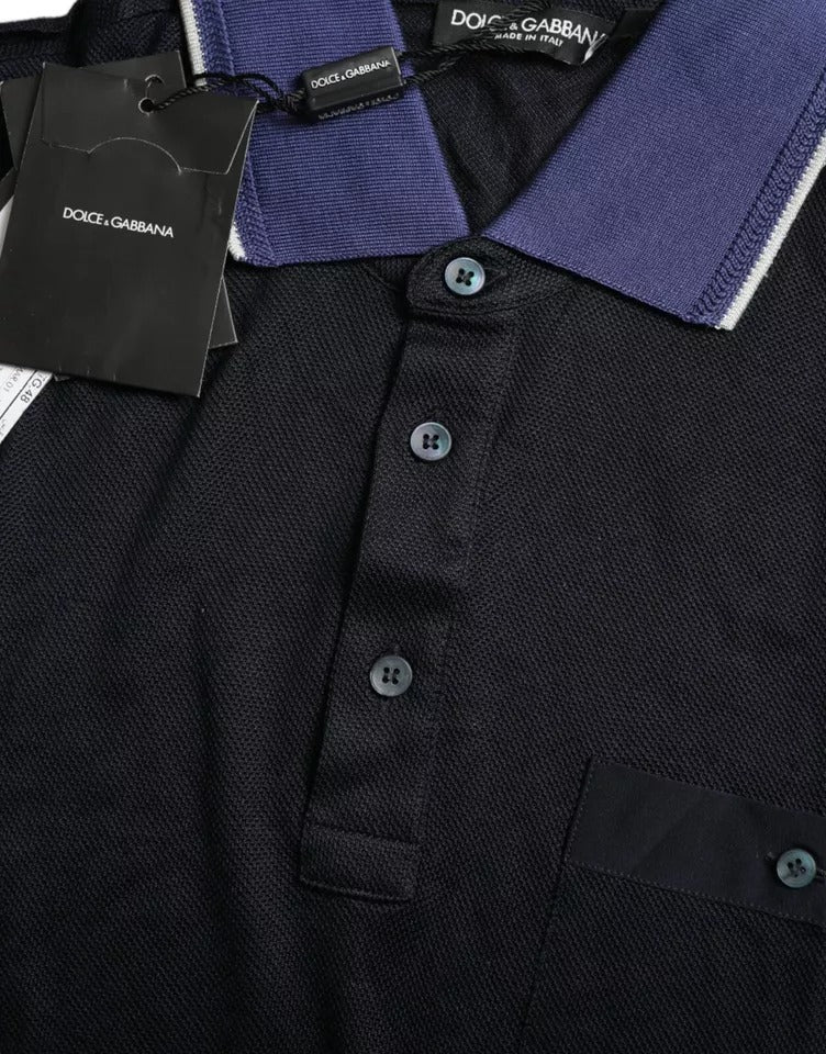 Dolce & Gabbana Navy Blue Collared Short Sleeve Polo T-shirt by Dolce & Gabbana