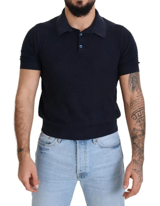 Dolce & Gabbana Dark Blue Collared Polo Casual Silk T-shirt by Dolce & Gabbana