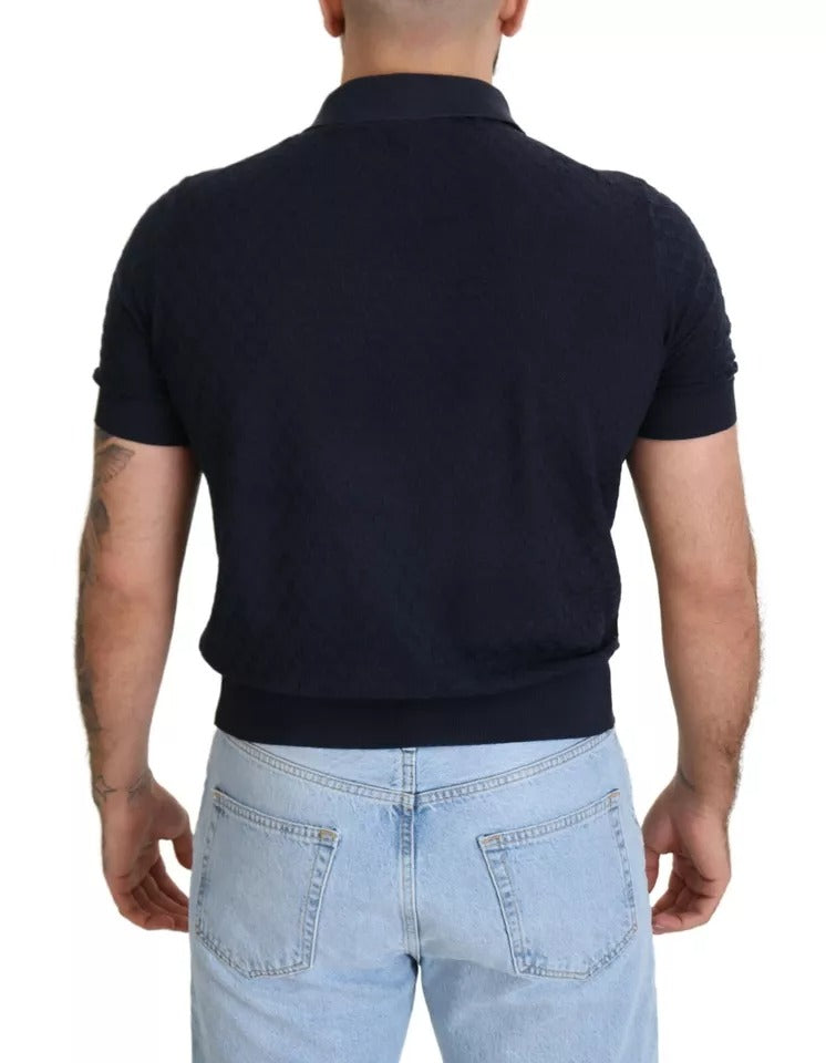 Dolce & Gabbana Dark Blue Collared Polo Casual Silk T-shirt by Dolce & Gabbana