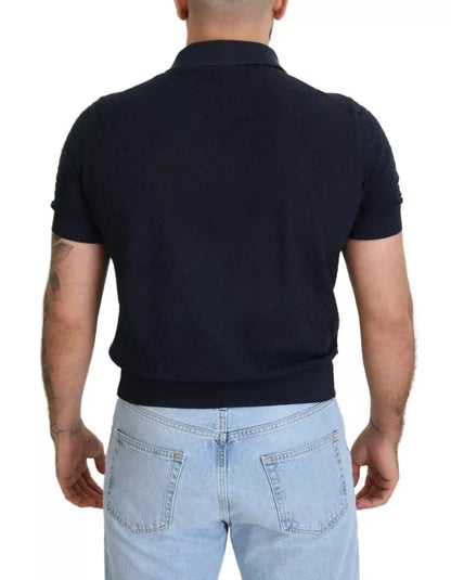 Dolce & Gabbana Dark Blue Collared Polo Casual Silk T-shirt by Dolce & Gabbana