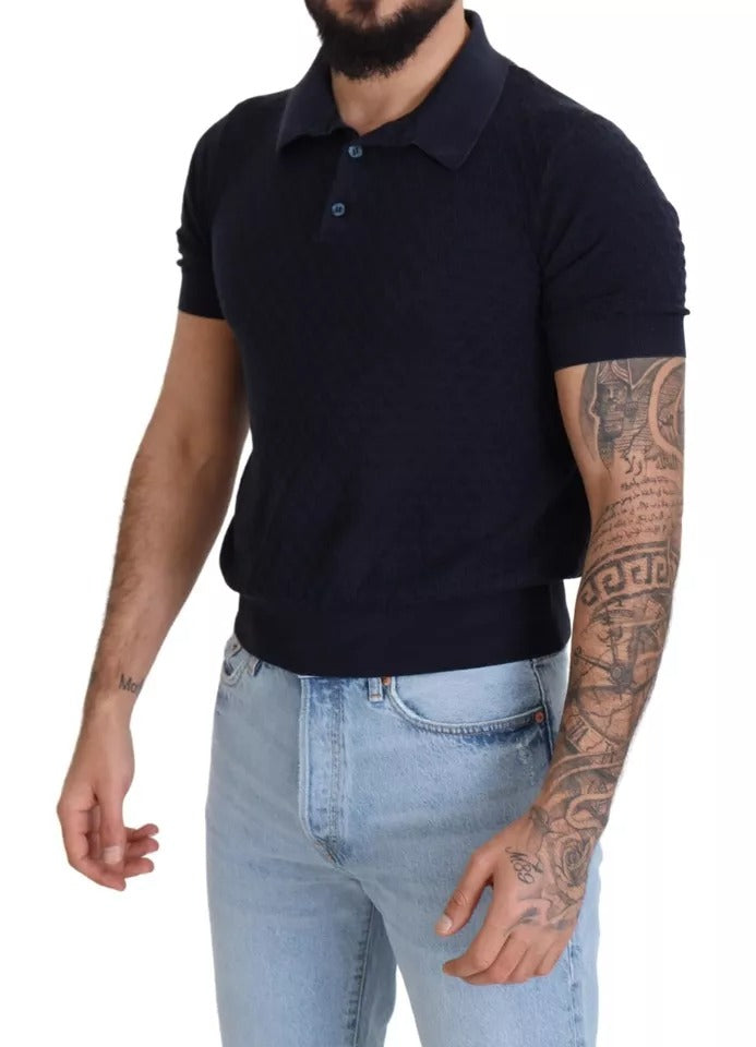 Dolce & Gabbana Dark Blue Collared Polo Casual Silk T-shirt by Dolce & Gabbana