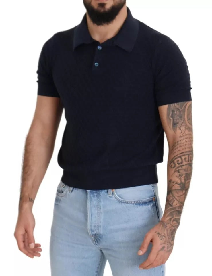 Dolce & Gabbana Dark Blue Collared Polo Casual Silk T-shirt by Dolce & Gabbana