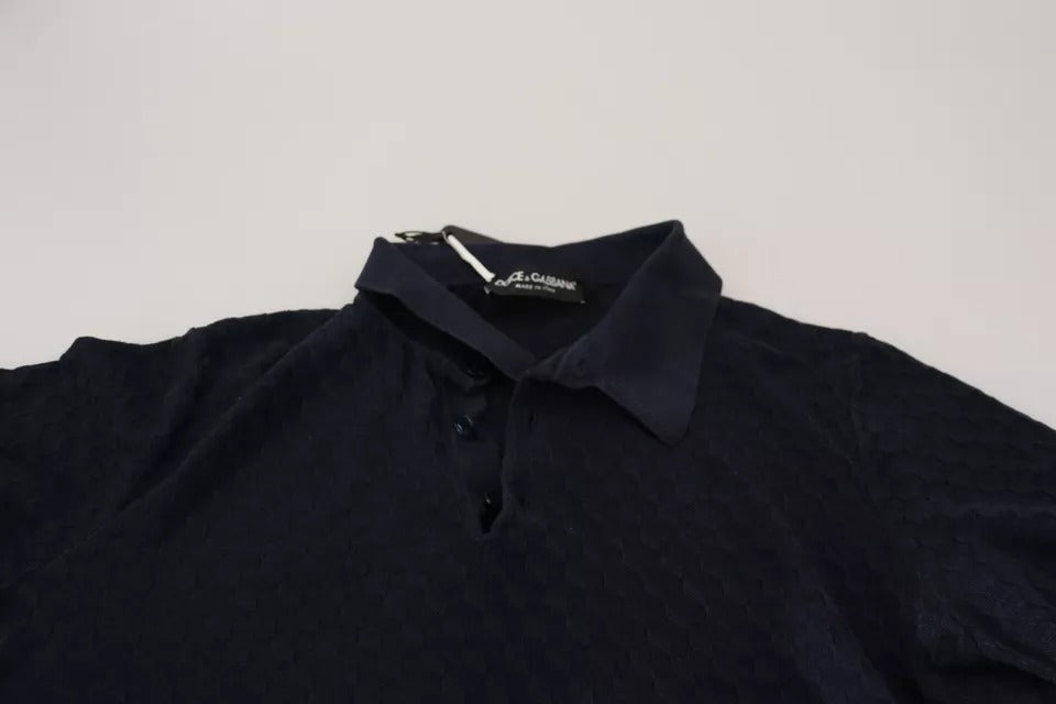 Dolce & Gabbana Dark Blue Collared Polo Casual Silk T-shirt by Dolce & Gabbana