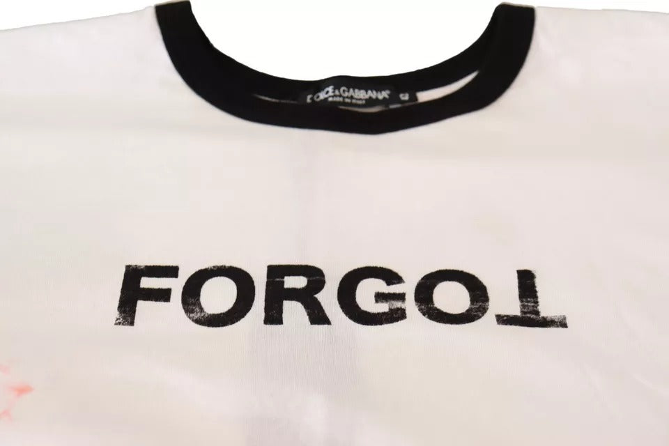 Dolce & Gabbana White Forgot Print Short Sleeves Crop T-shirt by Dolce & Gabbana