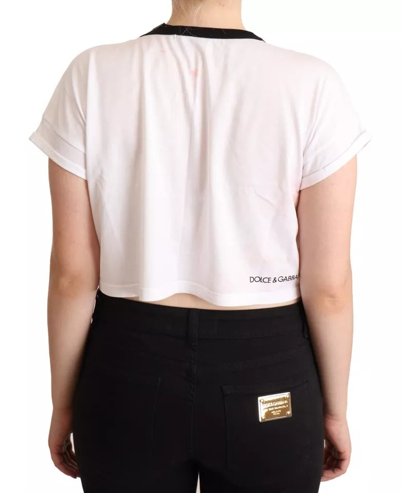 Dolce & Gabbana White Forgot Print Short Sleeves Crop T-shirt by Dolce & Gabbana