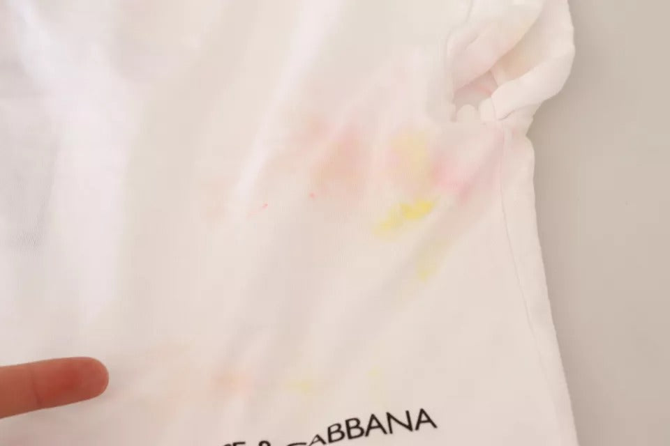 Dolce & Gabbana White Forgot Print Short Sleeves Crop T-shirt by Dolce & Gabbana