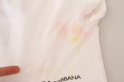 Dolce & Gabbana White Forgot Print Short Sleeves Crop T-shirt by Dolce & Gabbana