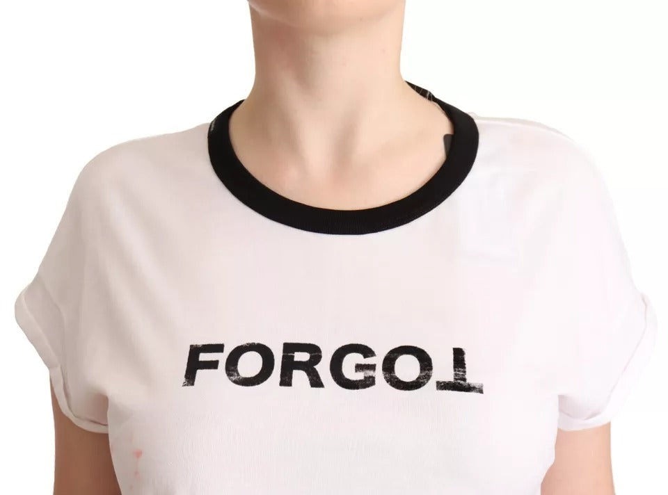 Dolce & Gabbana White Forgot Print Short Sleeves Crop T-shirt by Dolce & Gabbana