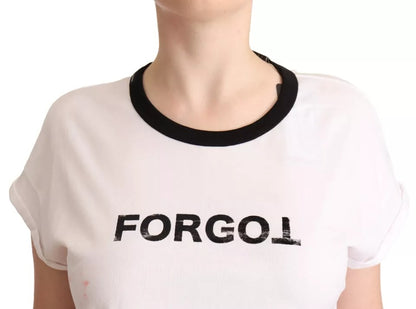 Dolce & Gabbana White Forgot Print Short Sleeves Crop T-shirt by Dolce & Gabbana