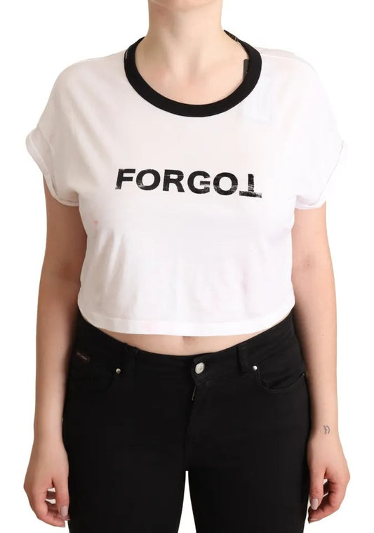 Dolce & Gabbana White Forgot Print Short Sleeves Crop T-shirt by Dolce & Gabbana
