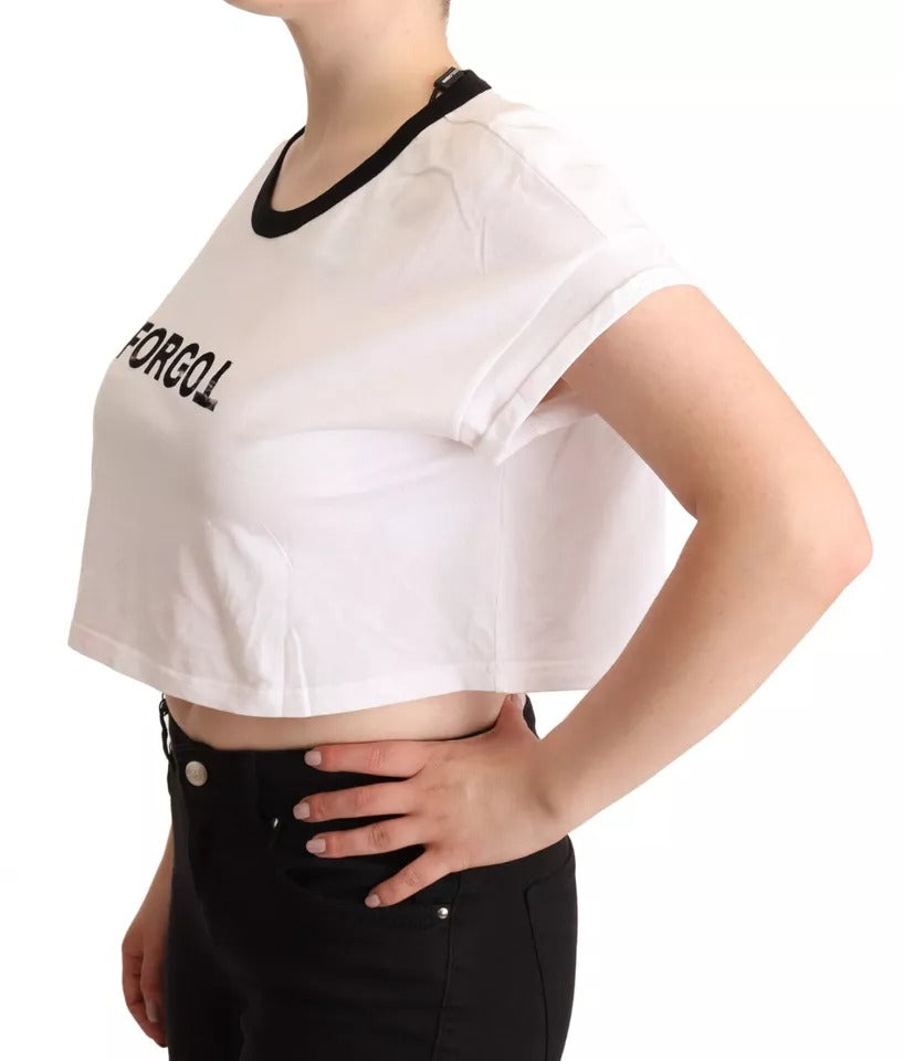 Dolce & Gabbana White Forgot Print Short Sleeves Crop T-shirt by Dolce & Gabbana