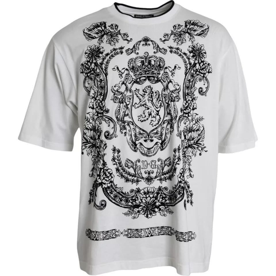 Dolce & Gabbana White Lion Crown Logo Cotton Crewneck T-shirt by Dolce & Gabbana