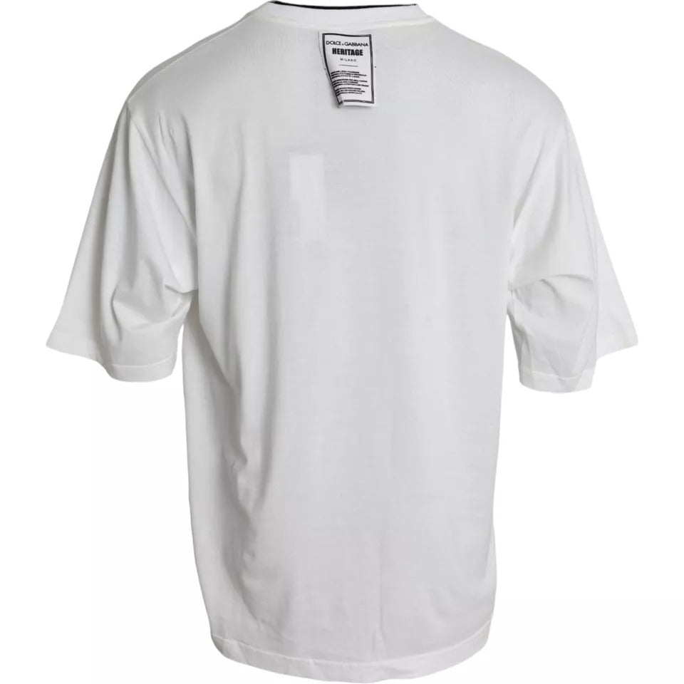 Dolce & Gabbana White Lion Crown Logo Cotton Crewneck T-shirt by Dolce & Gabbana
