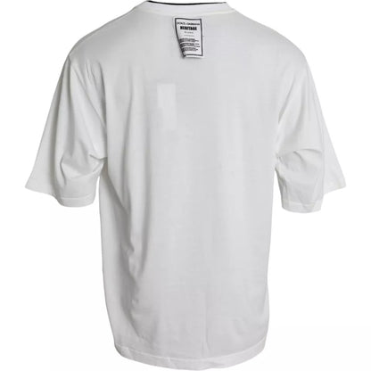 Dolce & Gabbana White Lion Crown Logo Cotton Crewneck T-shirt by Dolce & Gabbana