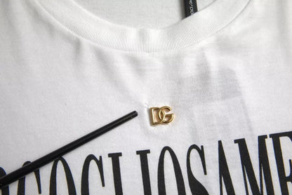 Dolce & Gabbana White Logo Cotton Round Neck Short Sleeves T-shirt by Dolce & Gabbana