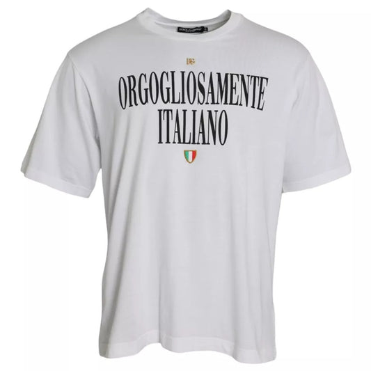 Dolce & Gabbana White Logo Cotton Round Neck Short Sleeves T-shirt by Dolce & Gabbana