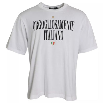Dolce & Gabbana White Logo Cotton Round Neck Short Sleeves T-shirt by Dolce & Gabbana