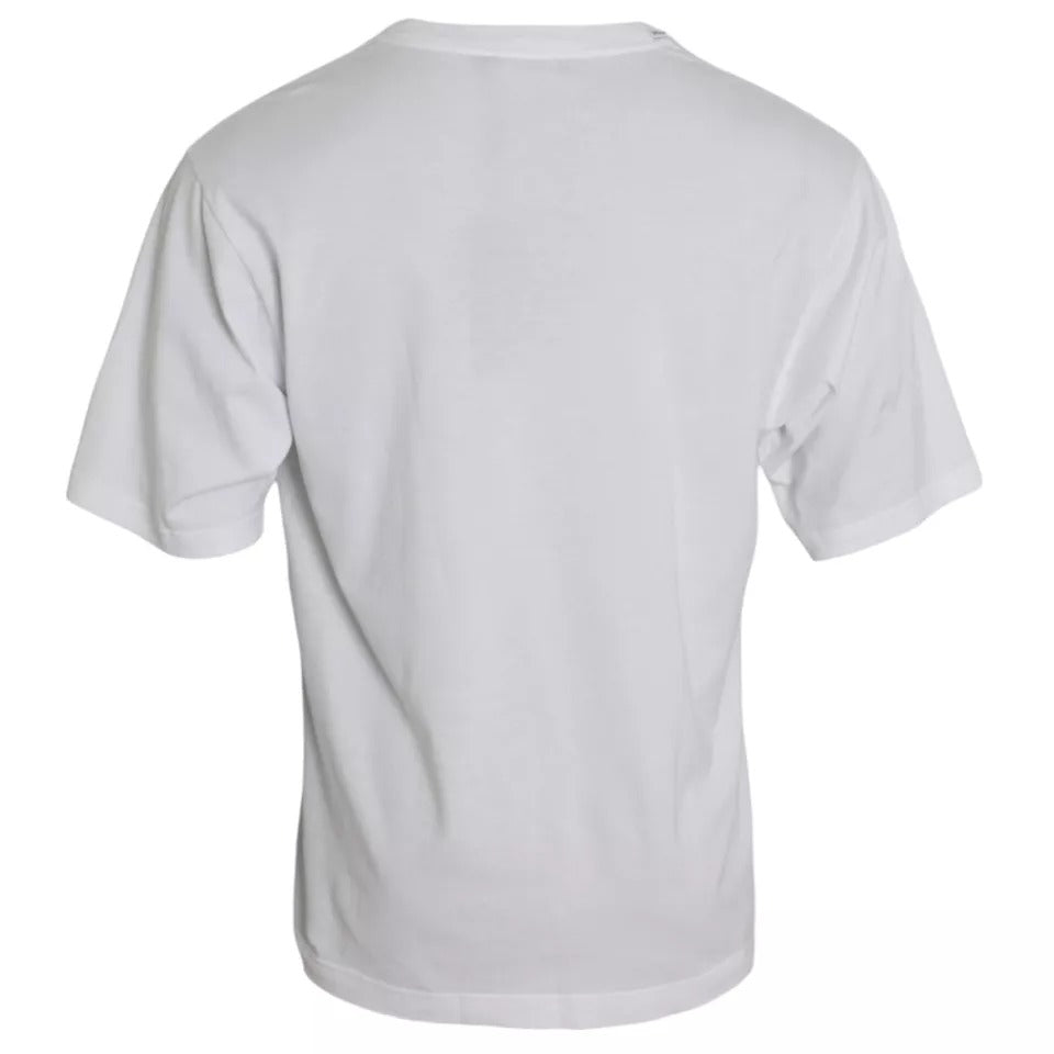 Dolce & Gabbana White Logo Cotton Round Neck Short Sleeves T-shirt by Dolce & Gabbana