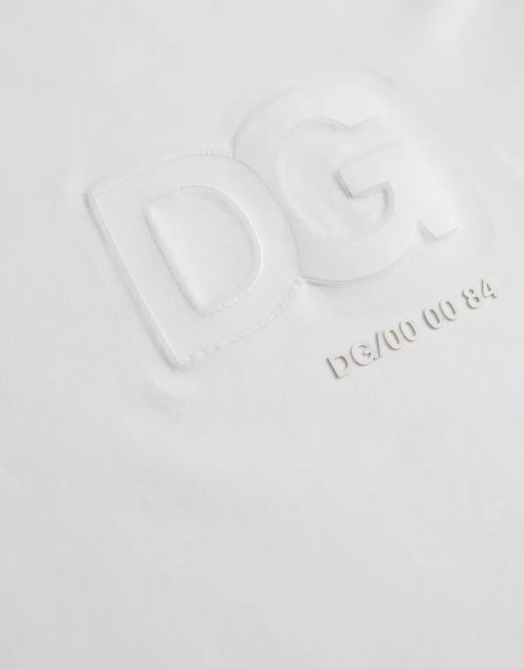 Dolce & Gabbana White Logo Embossed Cotton Crewneck T-shirt by Dolce & Gabbana