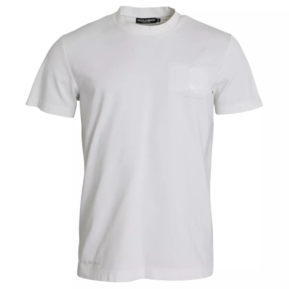 Dolce & Gabbana White Logo Embossed Cotton Crewneck T-shirt by Dolce & Gabbana