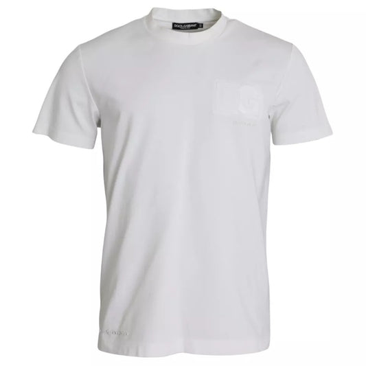 Dolce & Gabbana White Logo Embossed Cotton Crewneck T-shirt by Dolce & Gabbana