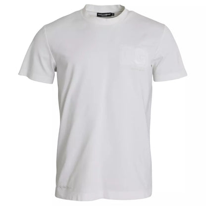 Dolce & Gabbana White Logo Embossed Cotton Crewneck T-shirt by Dolce & Gabbana